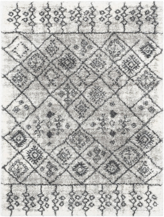 Braga Tribal Geometric Pattern Ivory Thick & Soft Shag Rug CE-32