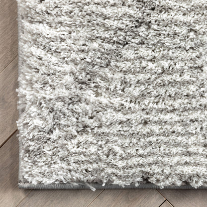 Aviero Moroccan Lattice Trellis Ivory Thick & Soft Shag Rug CE-42