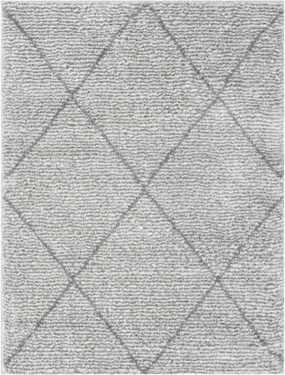 Aviero Moroccan Lattice Trellis Ivory Thick & Soft Shag Rug CE-42