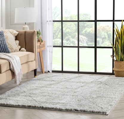 Aviero Moroccan Lattice Trellis Ivory Thick & Soft Shag Rug CE-42
