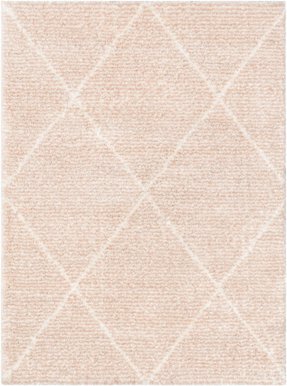 Aviero Moroccan Lattice Trellis Blush Thick & Soft Shag Rug CE-49