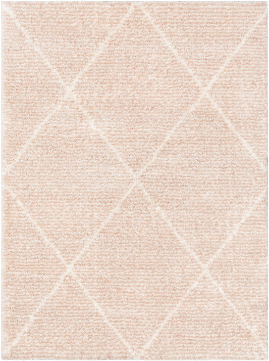 Aviero Moroccan Lattice Trellis Blush Thick & Soft Shag Rug CE-49