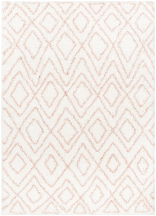 Lagos Tribal Diamond Pattern Blush Thick & Soft Shag Rug CE-59