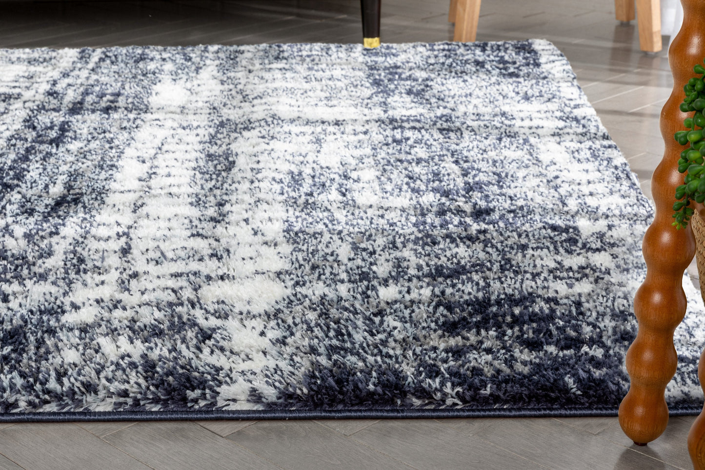 Sintra Mid-Century Modern Geometric Pattern Blue Thick & Soft Shag Rug CE-64