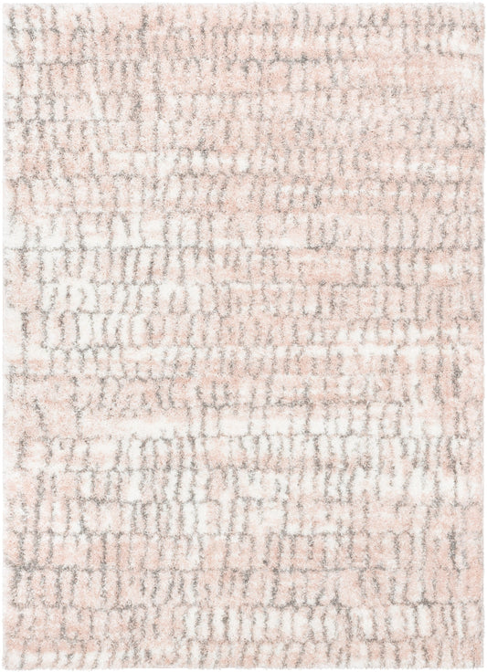 Sintra Mid-Century Modern Geometric Pattern Blush Thick & Soft Shag Rug CE-69