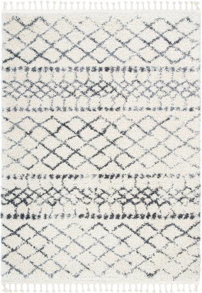 Blossom Moroccan Trellis Ivory Super Soft And Thick Shag Rug CH-12