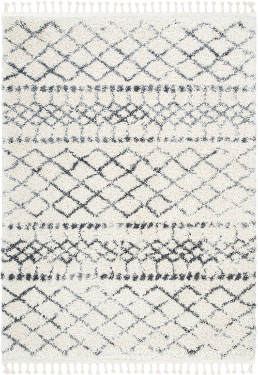 Blossom Moroccan Trellis Ivory Super Soft And Thick Shag Rug CH-12