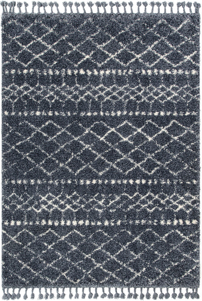 Blossom Moroccan Trellis Blue Super Soft And Thick Shag Rug CH-22