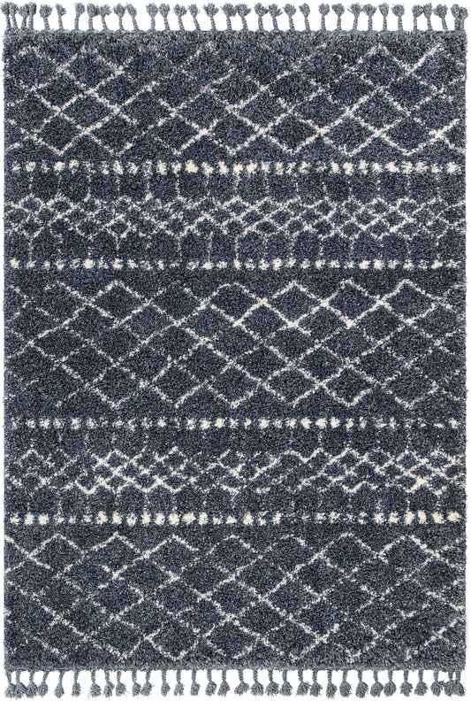 Blossom Moroccan Trellis Blue Super Soft And Thick Shag Rug CH-22
