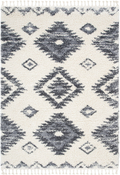 Mona Tribal Southwestern Ivory Super Soft And Thick Shag Rug CH-32