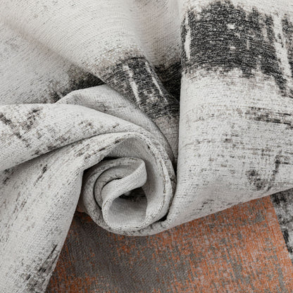 Fanos Modern Distressed Abstract Brush Strokes Salmon Grey Kilim-Style Rug CHA-20