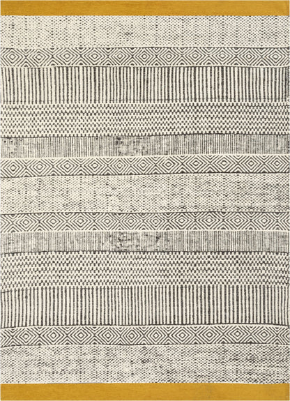 Largo Modern Abstract Geometric Pattern Gold Kilim-Style Rug CHA-41