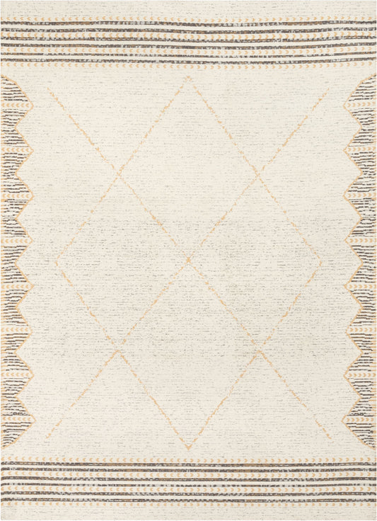 Kippa Moroccan Diamond Pattern Gold Kilim-Style Rug CHA-51