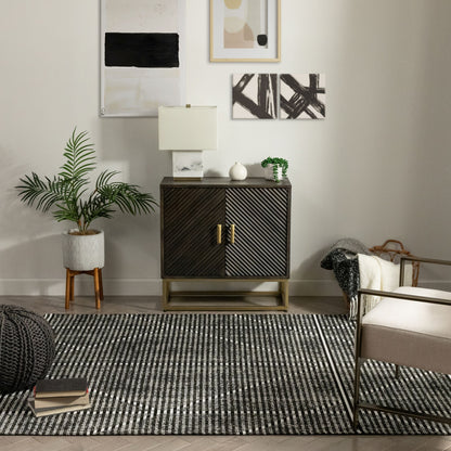 Jato Contemporary Distressed Geometric Pattern Grey Kilim-Style Rug CHA-77