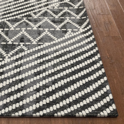 Kapa Contemporary Geometric Chevron Stripes Grey Kilim-Style Rug CHA-87