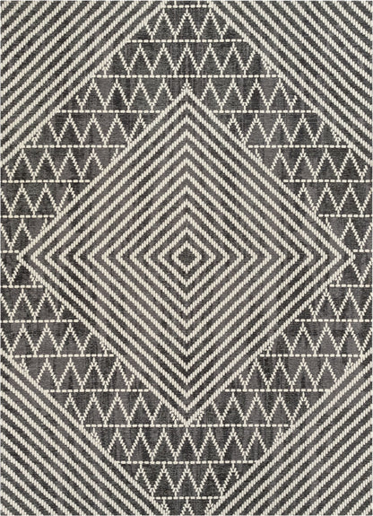 Kapa Contemporary Geometric Chevron Stripes Grey Kilim-Style Rug CHA-87