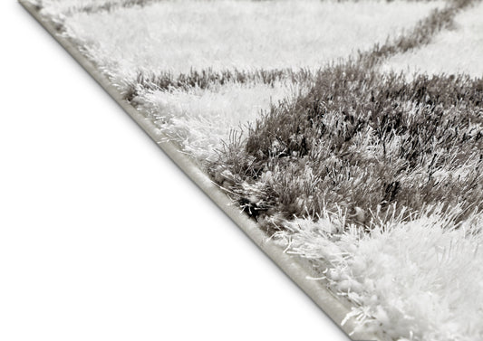 Outstanding White Modern Moroccan Shag Rug CO-22
