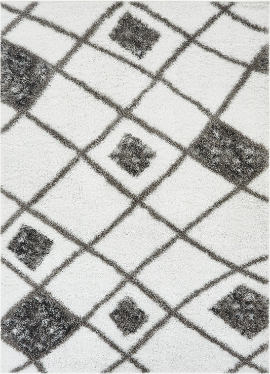 Outstanding White Modern Moroccan Shag Rug CO-22