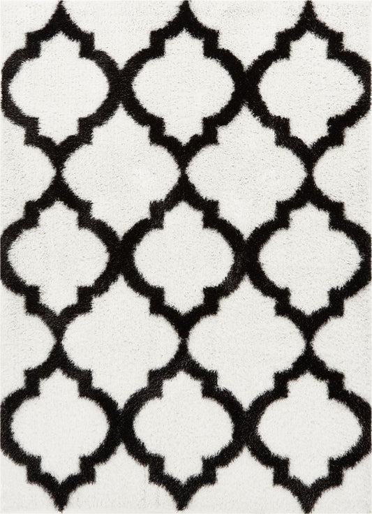 Humble White Modern Lattice Shag Rug CO-42