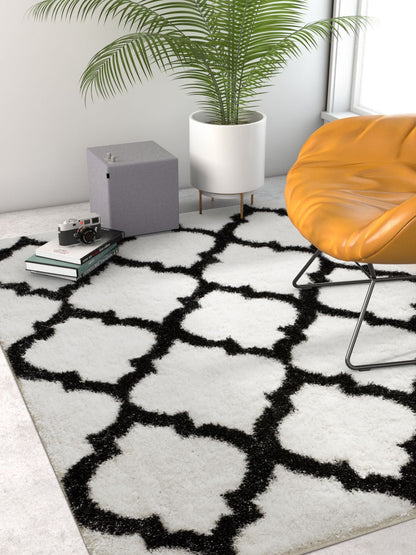 Humble White Modern Lattice Shag Rug CO-42