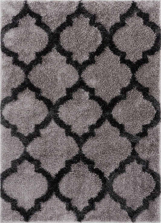 Humble Grey Modern Lattice Shag Rug CO-47