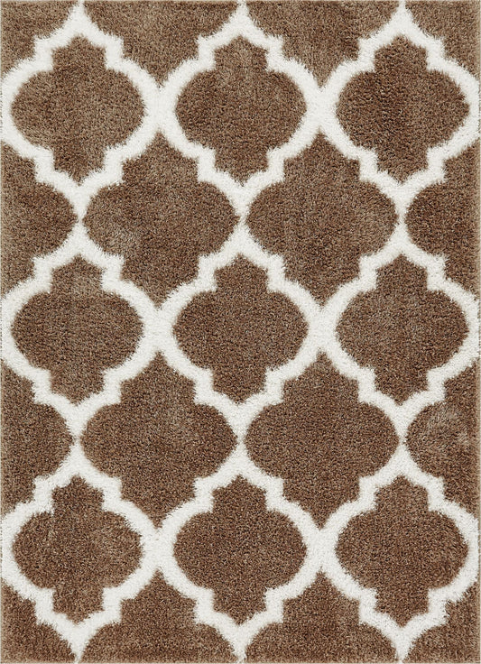 Humble Taupe Modern Lattice Shag Rug CO-48