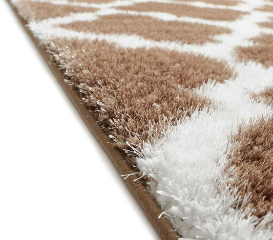 Humble Taupe Modern Lattice Shag Rug CO-48