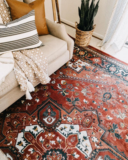 Jackie Crimson Traditional Medallion Tribal Rug TU-90
