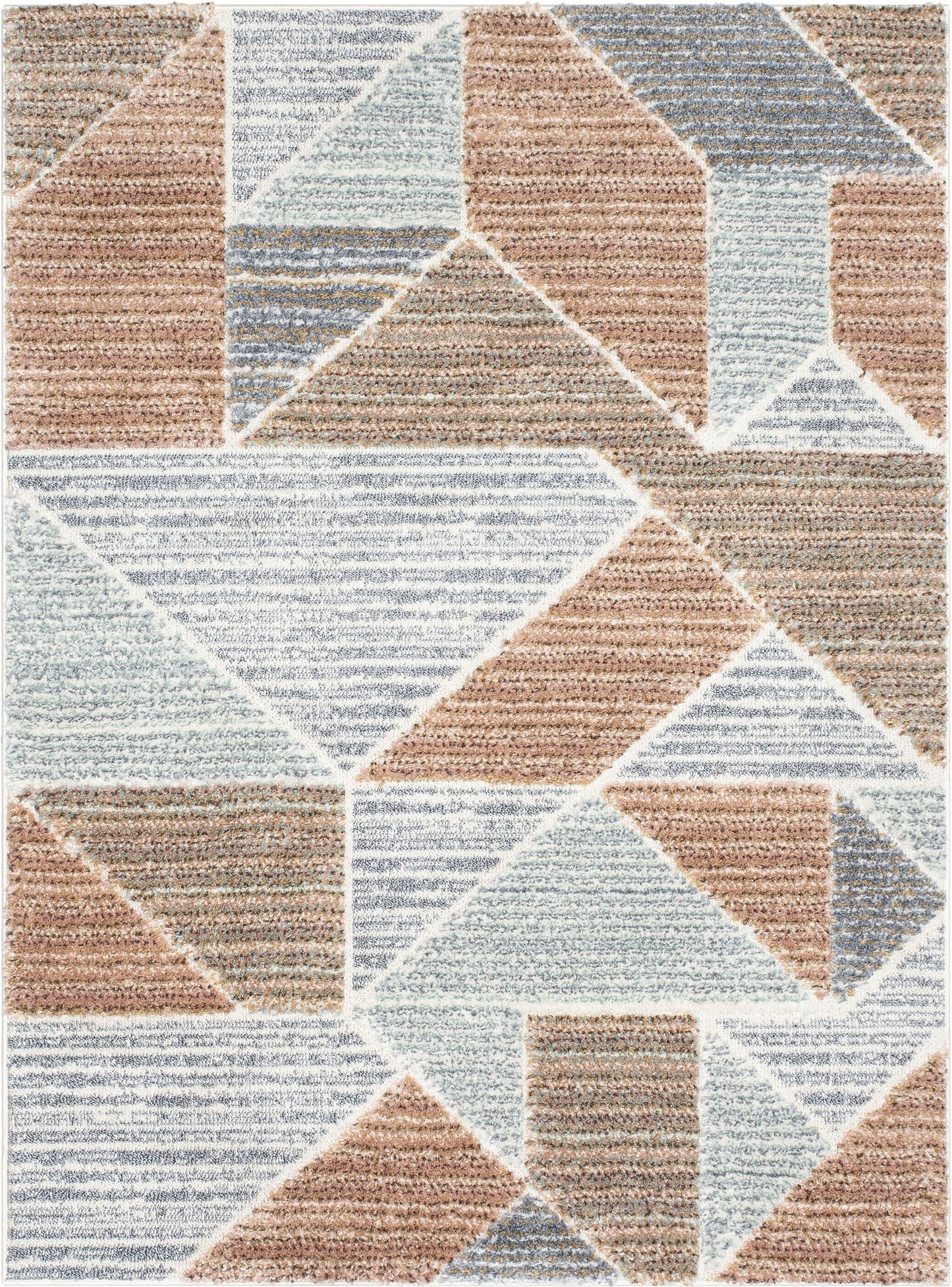 Perseus Modern Geometric Blush High-Low Shag Rug DEL-29