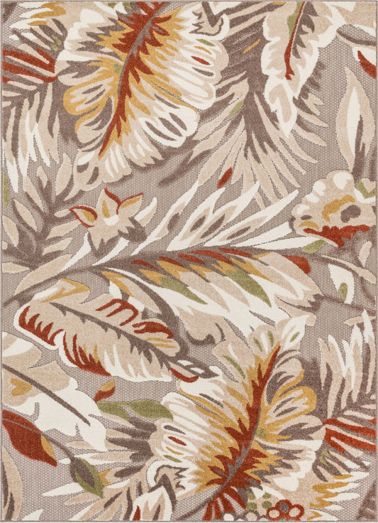 Wilmington Beige Modern Tropical Indoor Outdoor Rug DO-112