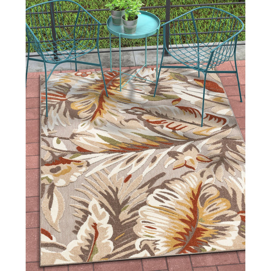Wilmington Beige Modern Tropical Indoor Outdoor Rug DO-112