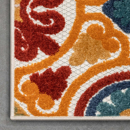 Audun Modern Geometric Indoor/Outdoor Red High-Low Rug DO-400