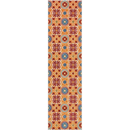 Audun Modern Geometric Indoor/Outdoor Red High-Low Rug DO-400
