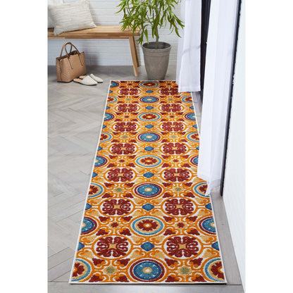 Audun Modern Geometric Indoor/Outdoor Red High-Low Rug DO-400