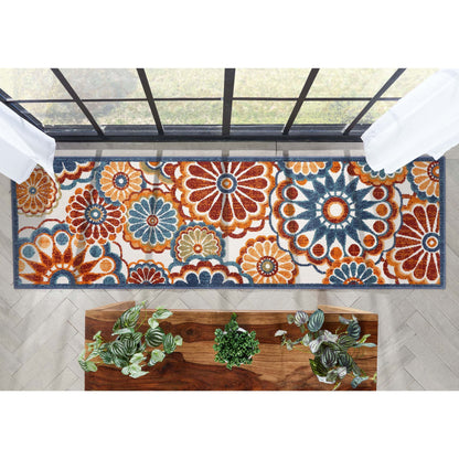 Seri Modern Geometric Indoor/Outdoor Blue High-Low Rug DO-414