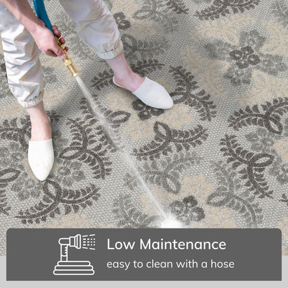 Loewy Modern Geometric Indoor/Outdoor Grey High-Low Rug DO-437