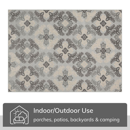 Loewy Modern Geometric Indoor/Outdoor Grey High-Low Rug DO-437