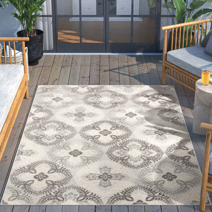 Loewy Modern Geometric Indoor/Outdoor Grey High-Low Rug DO-437