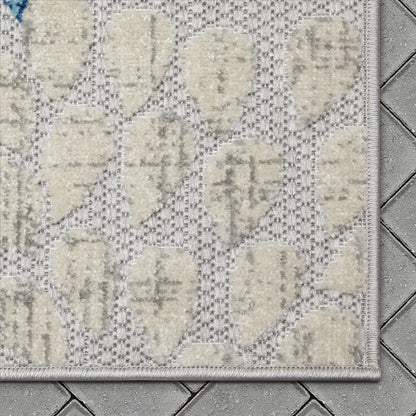 Senna Modern Floral Indoor/Outdoor Grey High-Low Rug DO-467