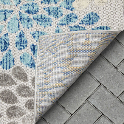 Senna Modern Floral Indoor/Outdoor Grey High-Low Rug DO-467