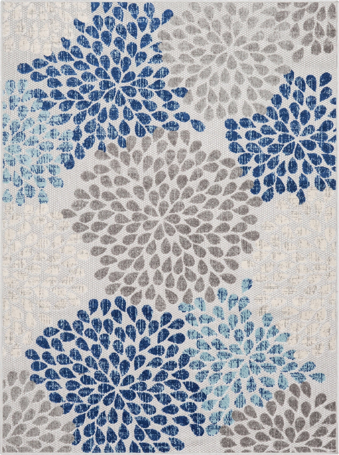 Senna Modern Floral Indoor/Outdoor Grey High-Low Rug DO-467
