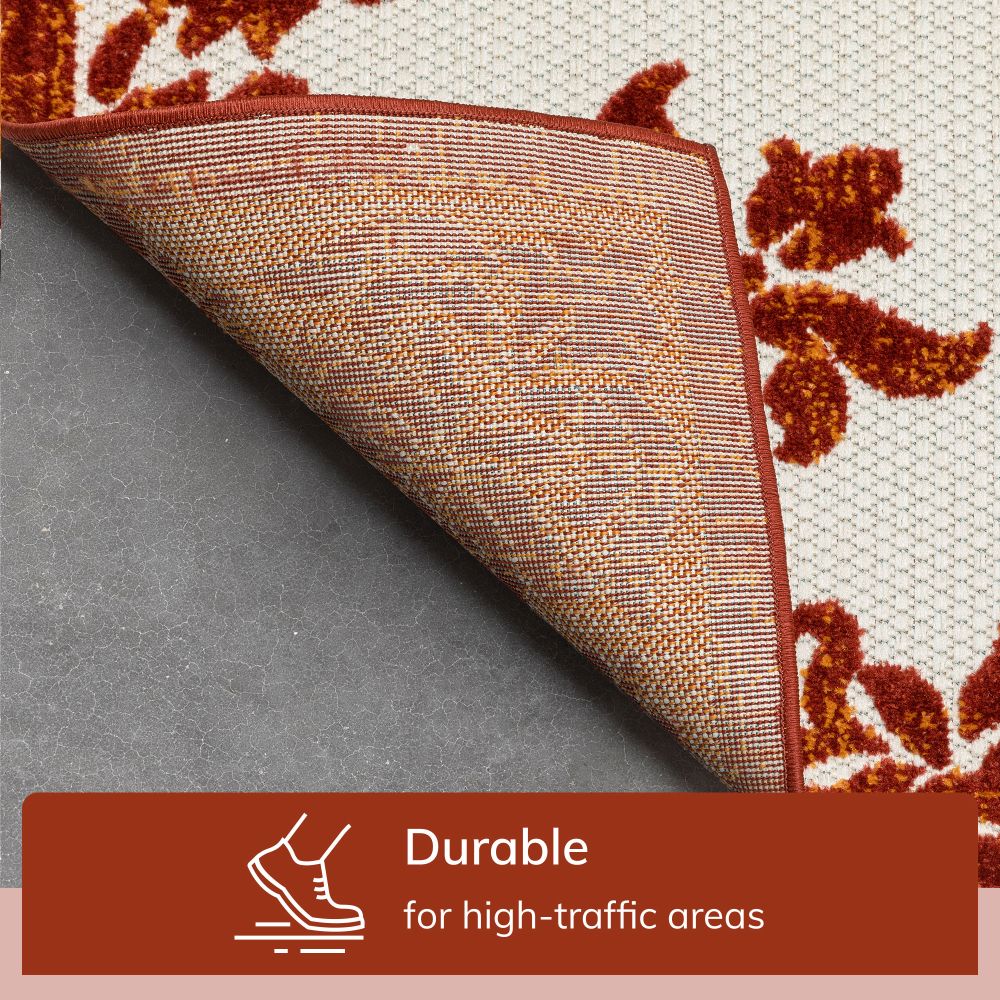 Arid Modern Medallion Persian Indoor/Outdoor Terracotta High-Low Rug DO-500
