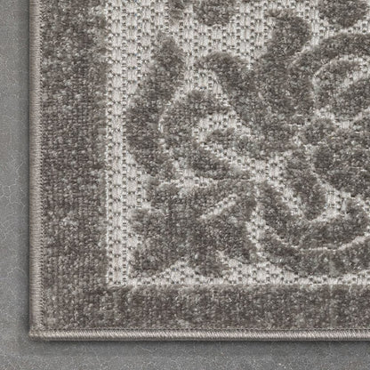 Arid Modern Medallion Persian Indoor/Outdoor Grey High-Low Rug DO-507