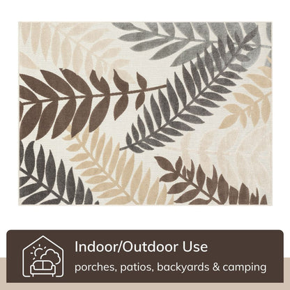 Mariah Modern Floral Indoor/Outdoor Ivory High-Low Rug DO-512