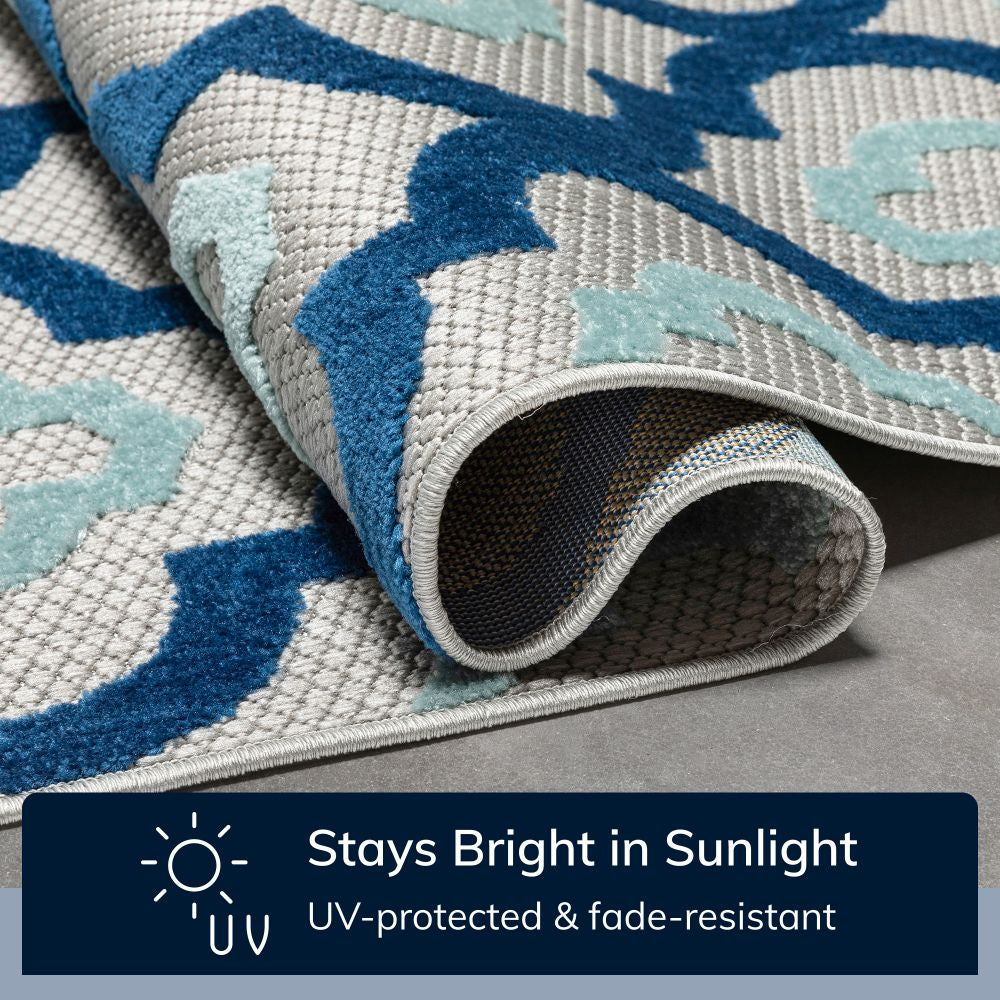 Illuminate Blue Modern Indoor Outdoor Rug DO-84