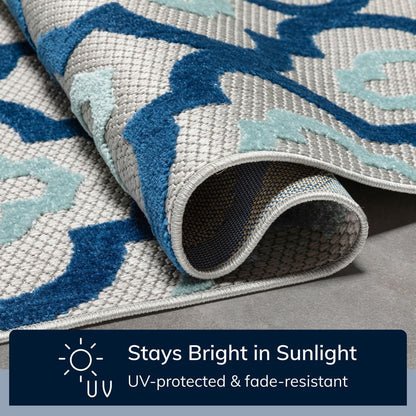 Illuminate Blue Modern Indoor Outdoor Rug DO-84
