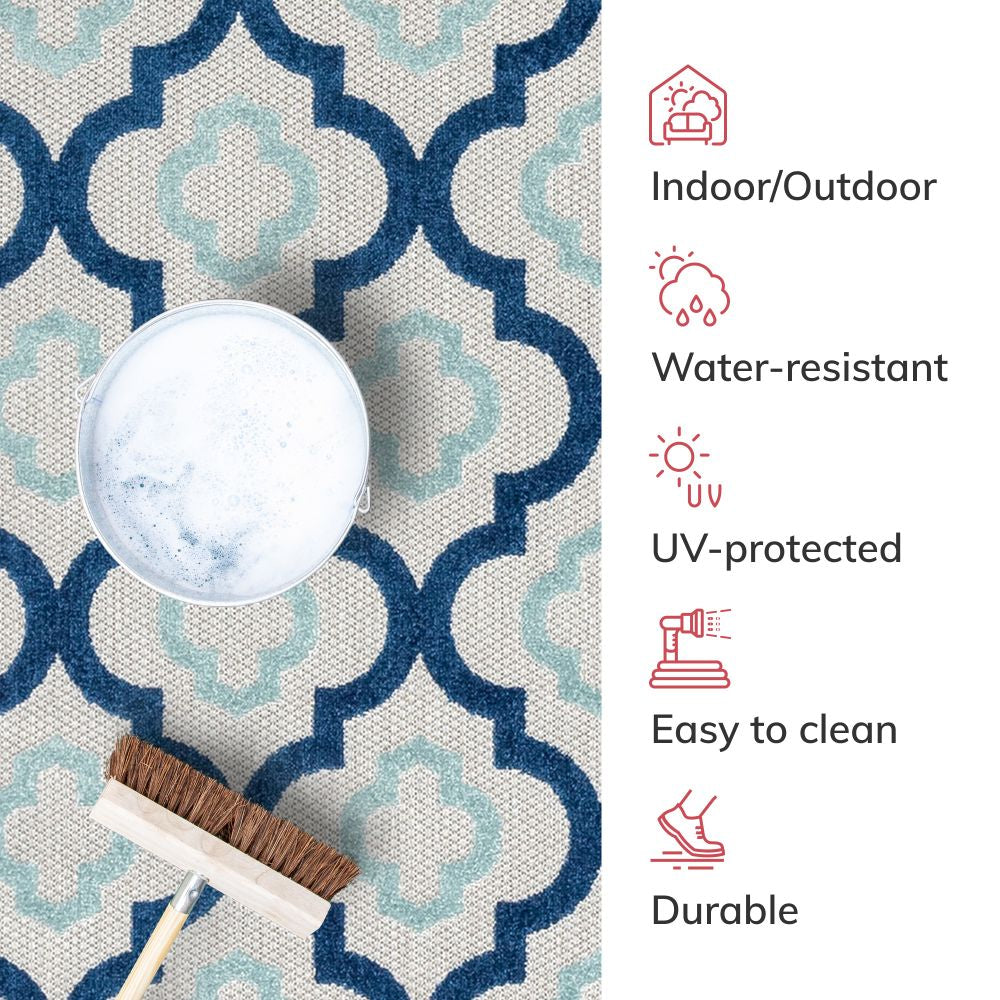 Illuminate Blue Modern Indoor Outdoor Rug DO-84