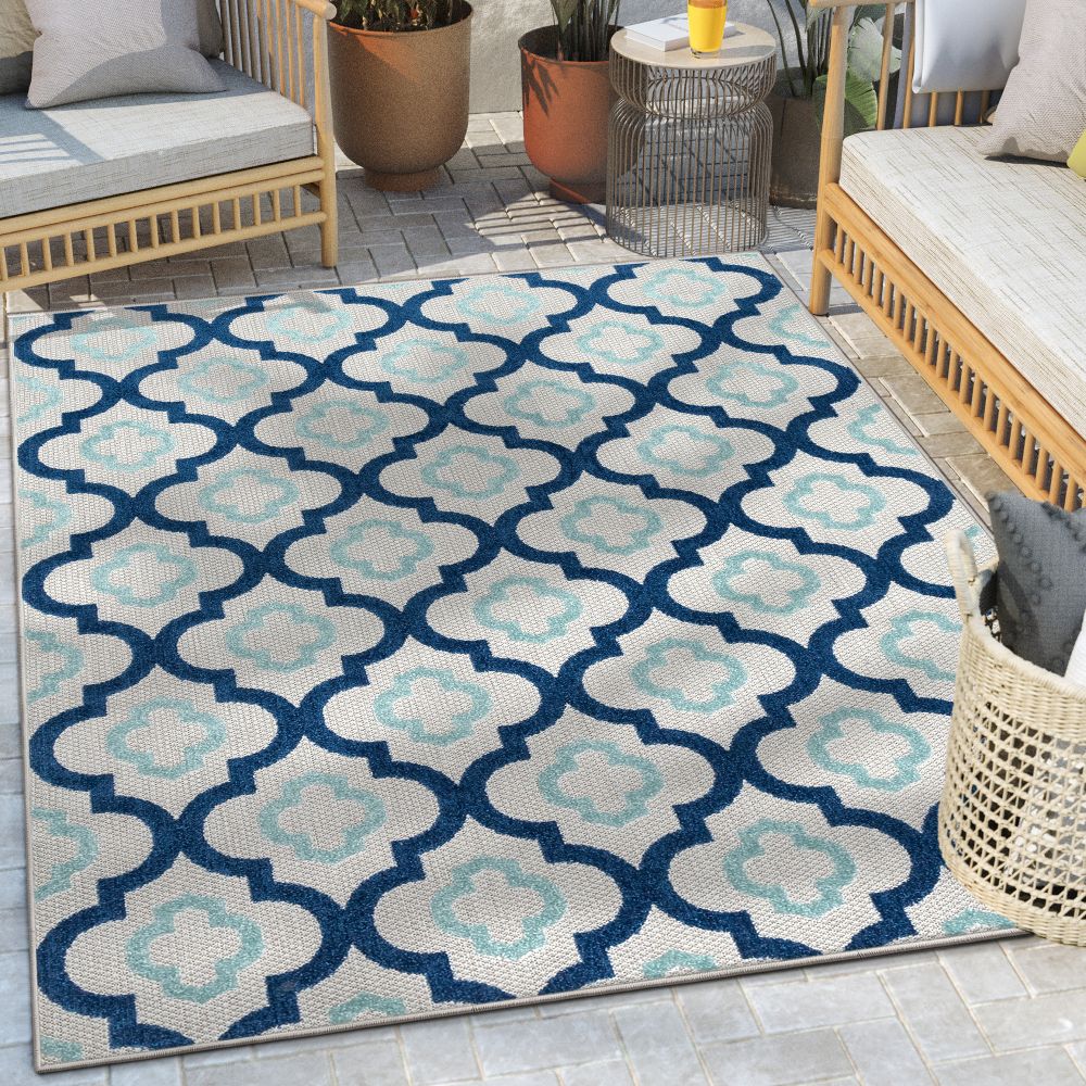 Illuminate Blue Modern Indoor Outdoor Rug DO-84