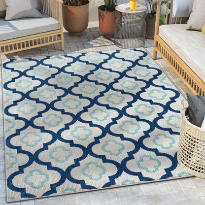Illuminate Blue Modern Indoor Outdoor Rug DO-84