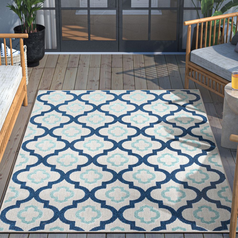 Illuminate Blue Modern Indoor Outdoor Rug DO-84